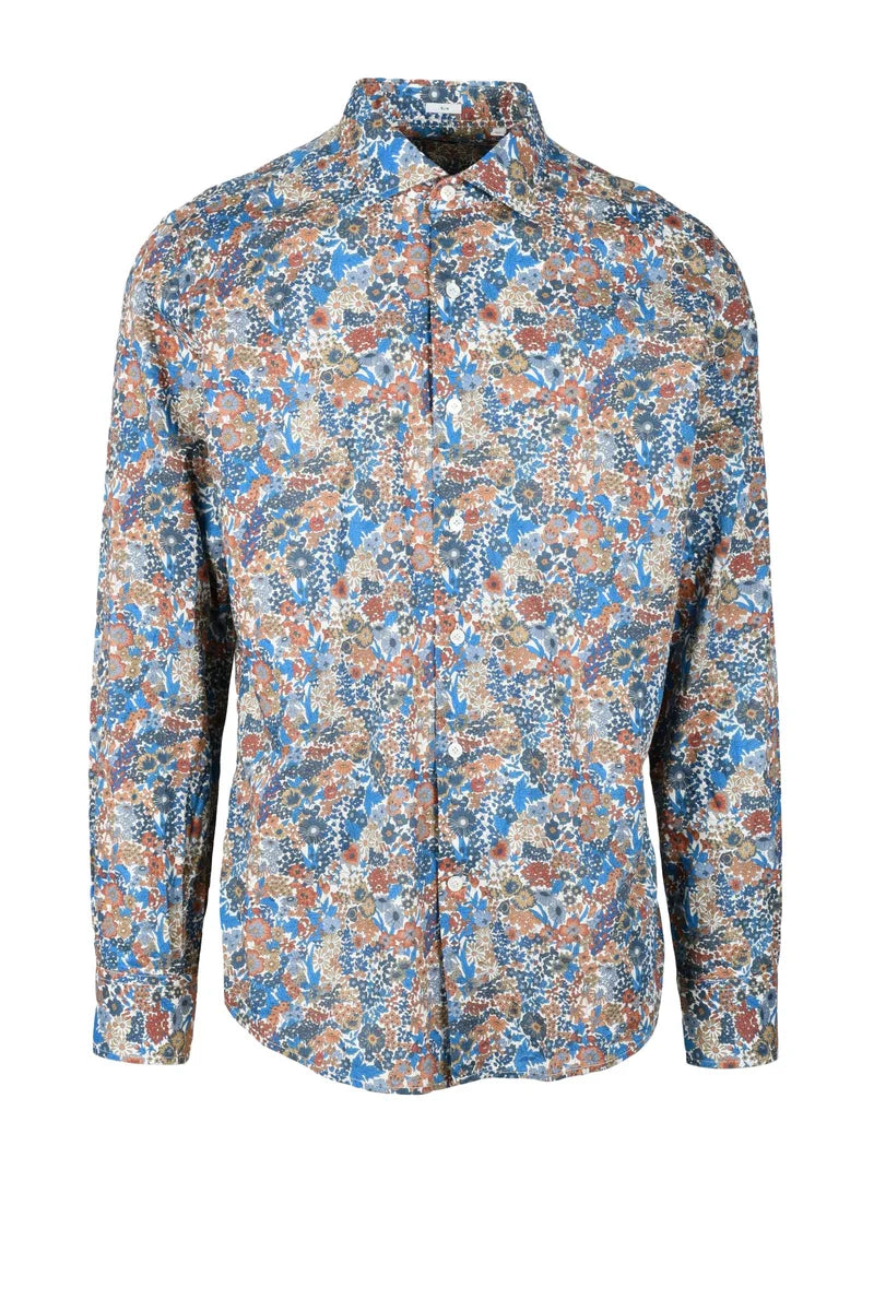 Himon S Camicia Classica - Blue/Brown