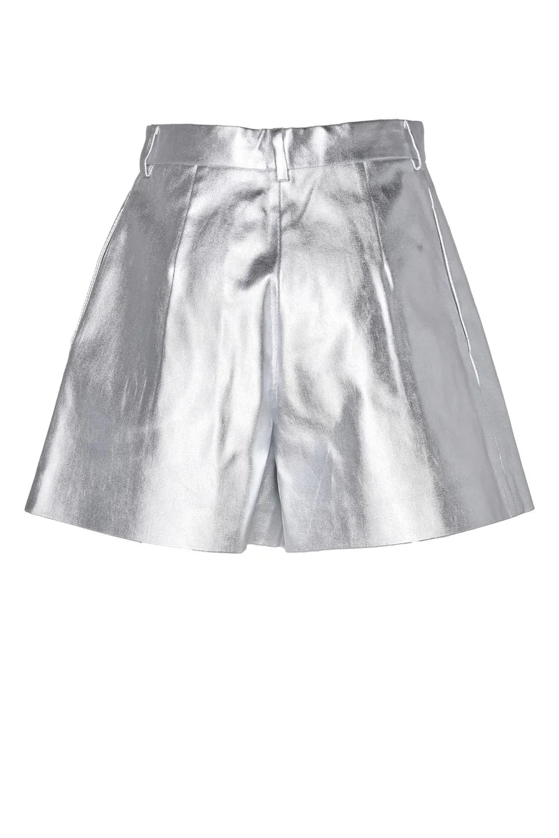 Nineminutes Shorts Vita Alta - Argento