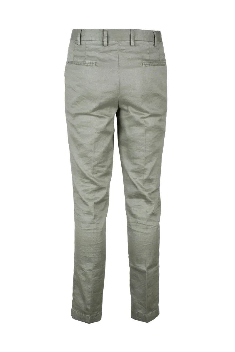 Devore Pantaloni Lino Cotone Stretch - Verde