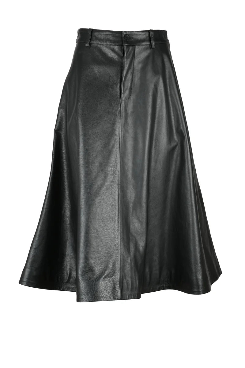 Balenciaga Long Leather Skirt - Black