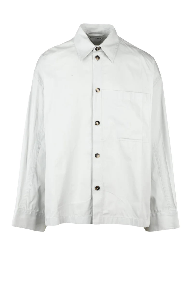 Bottega Veneta Camicia Over Cotone/Seta - Grigio Chiaro