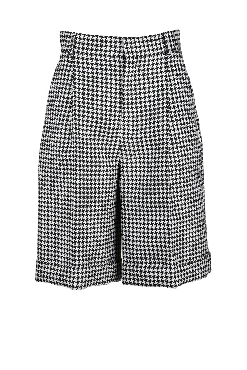 Dior Bermuda Vita Alta Lana Vergine Elastan - Bianco/Nero