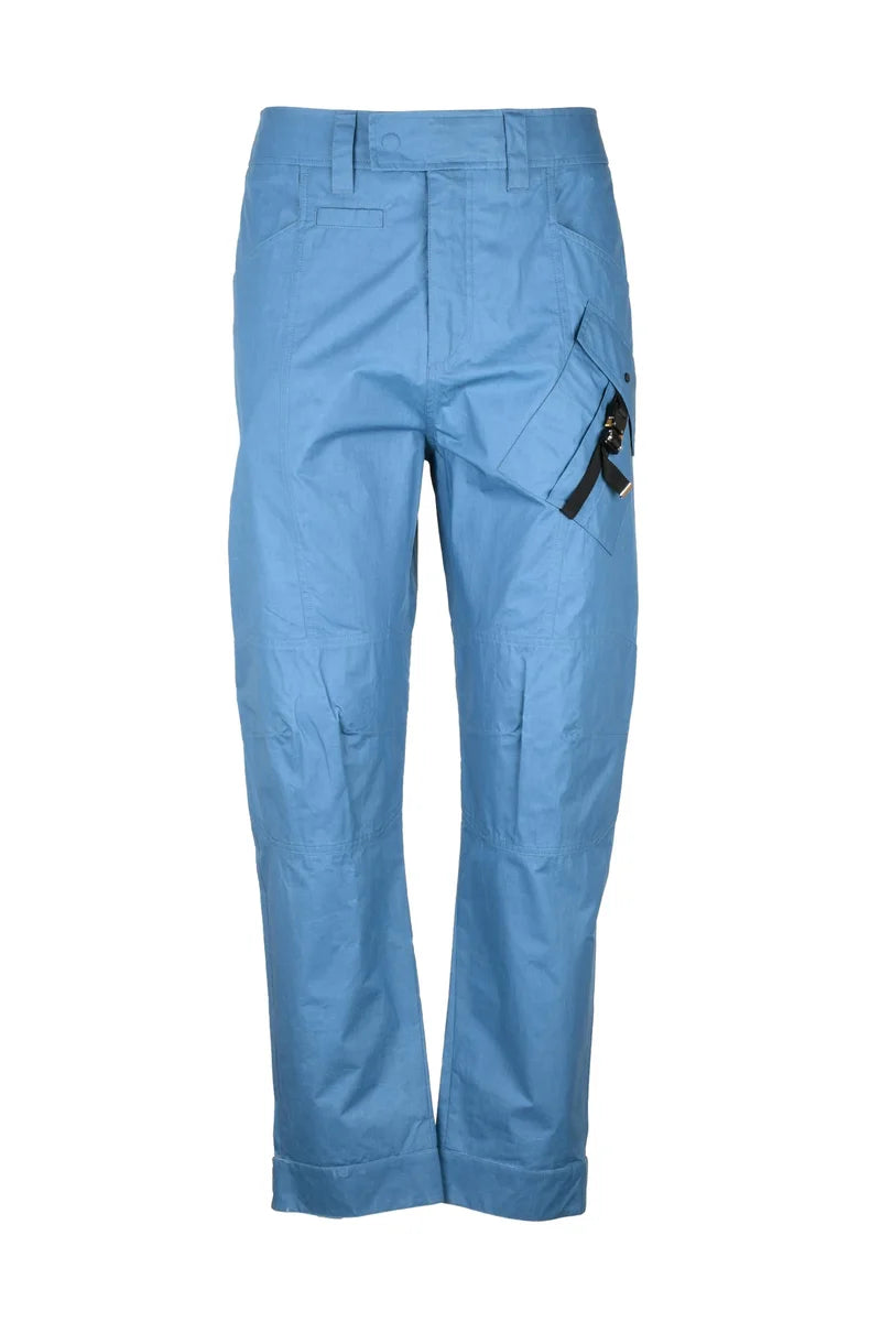 Dior Pantaloni Cargo Effetto Cerato - Azzurro