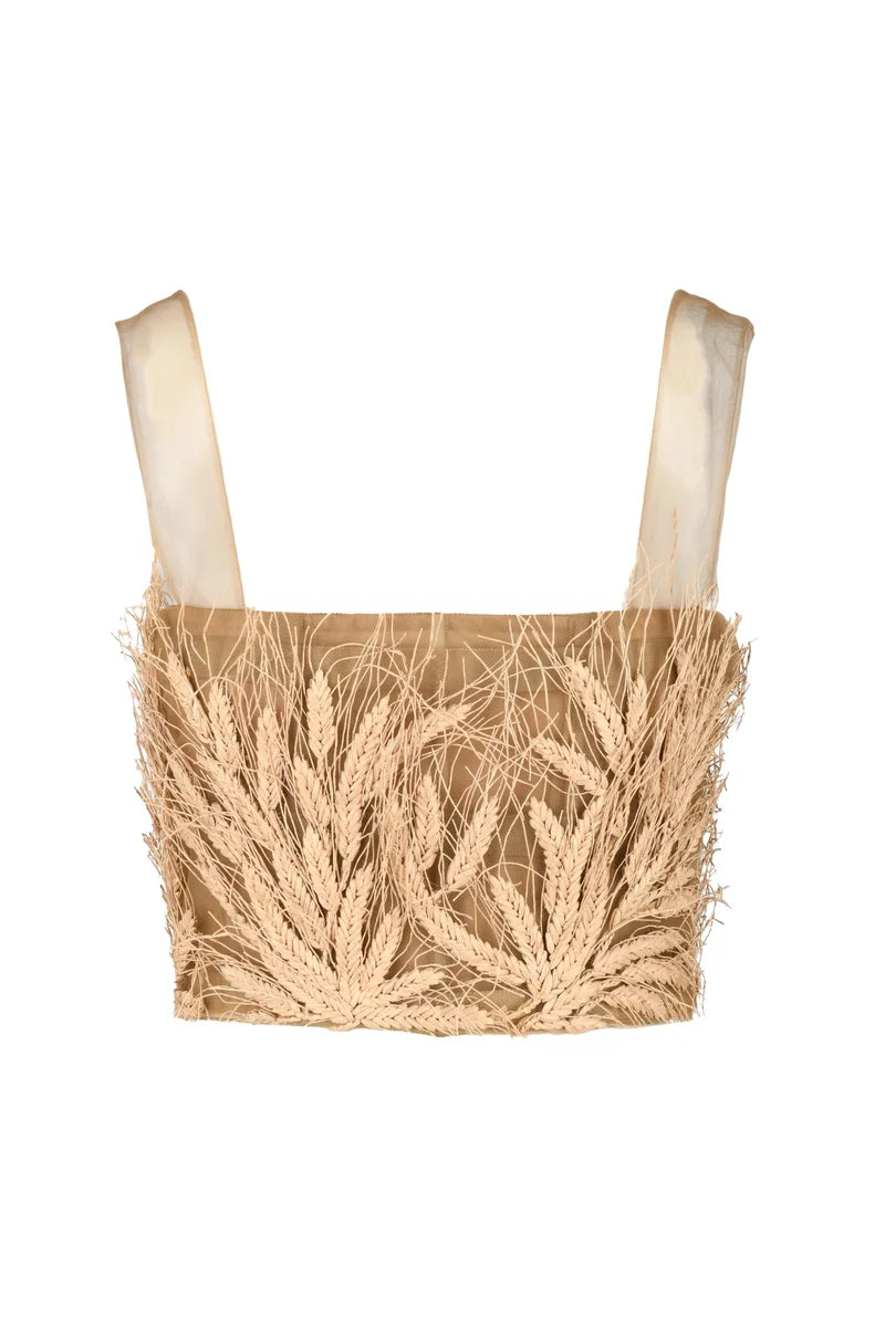 Dior Top in Rafia con Cerniera - Beige