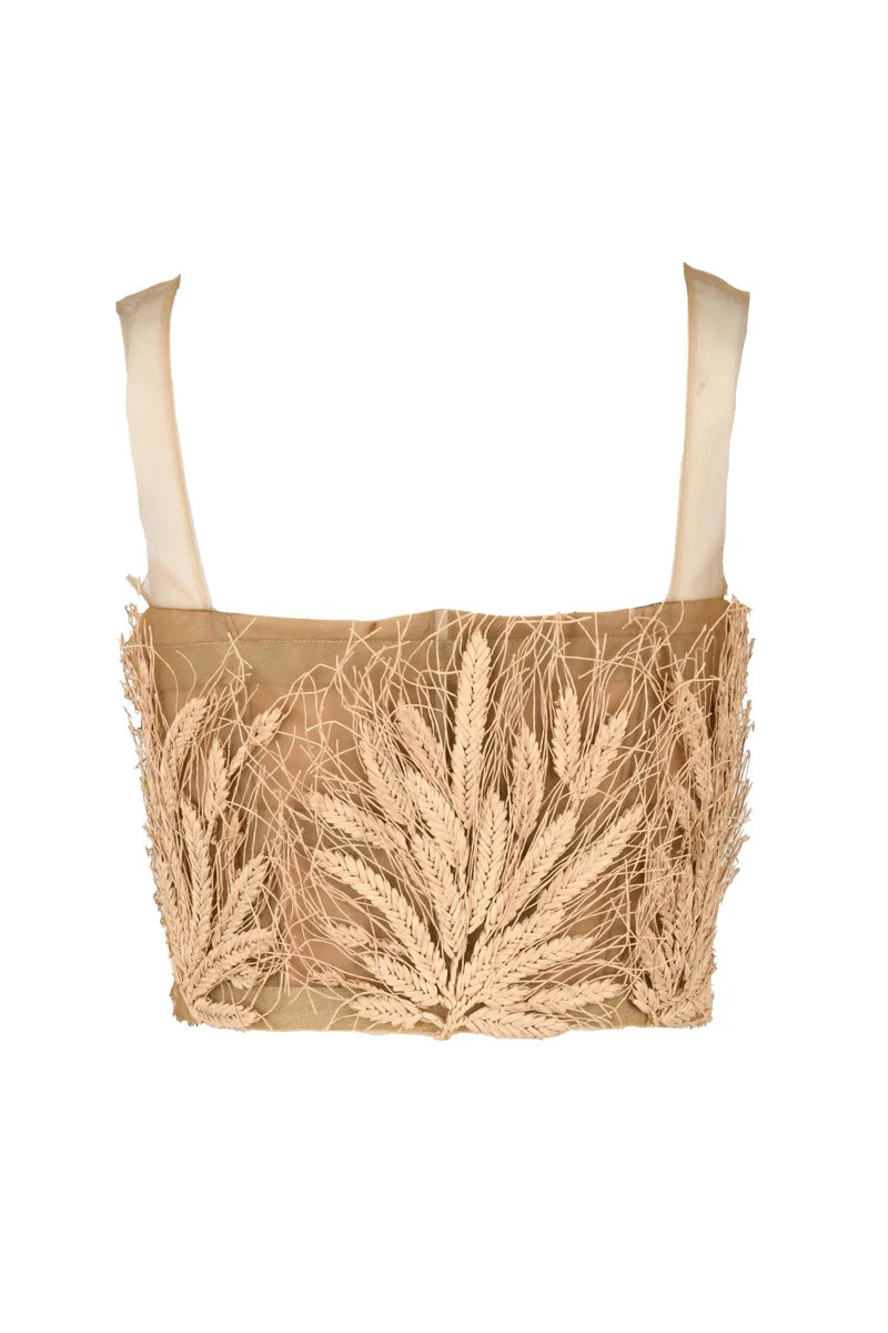 Dior Top in Rafia con Cerniera - Beige