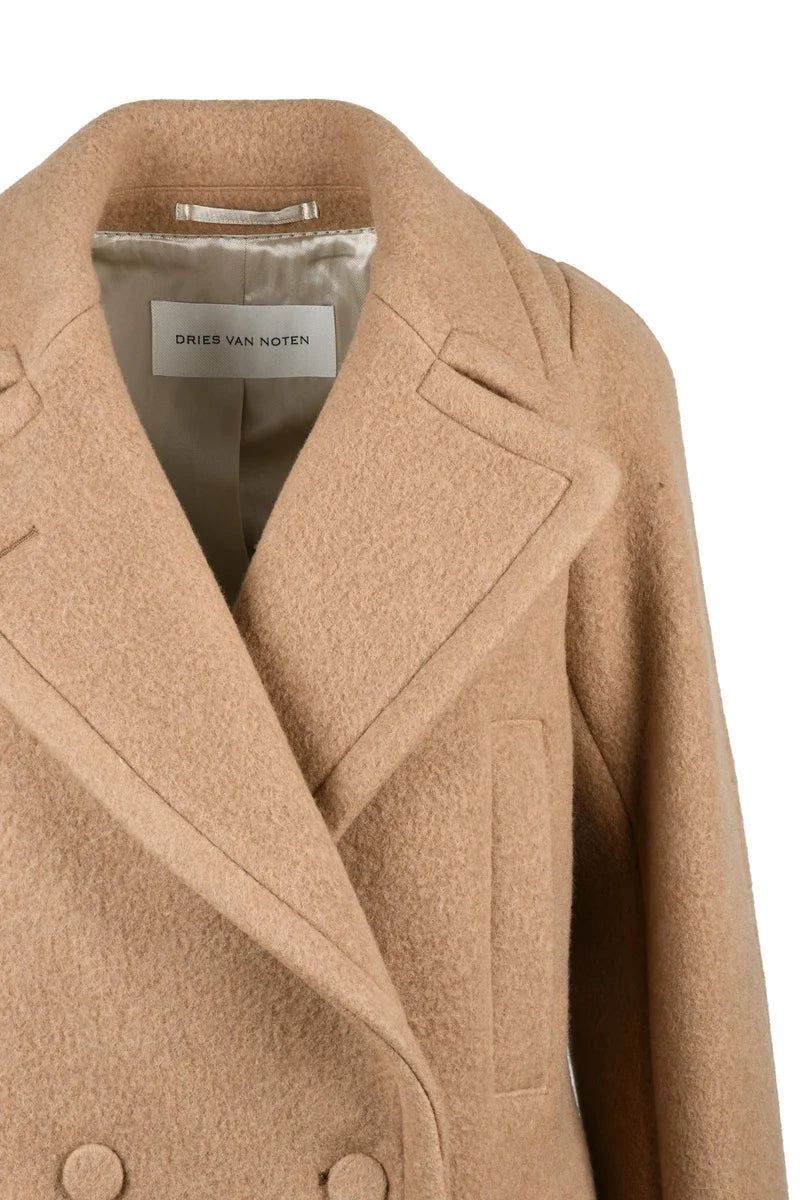 Dries Van Noten Cappotto Doppiopetto Lana - Beige