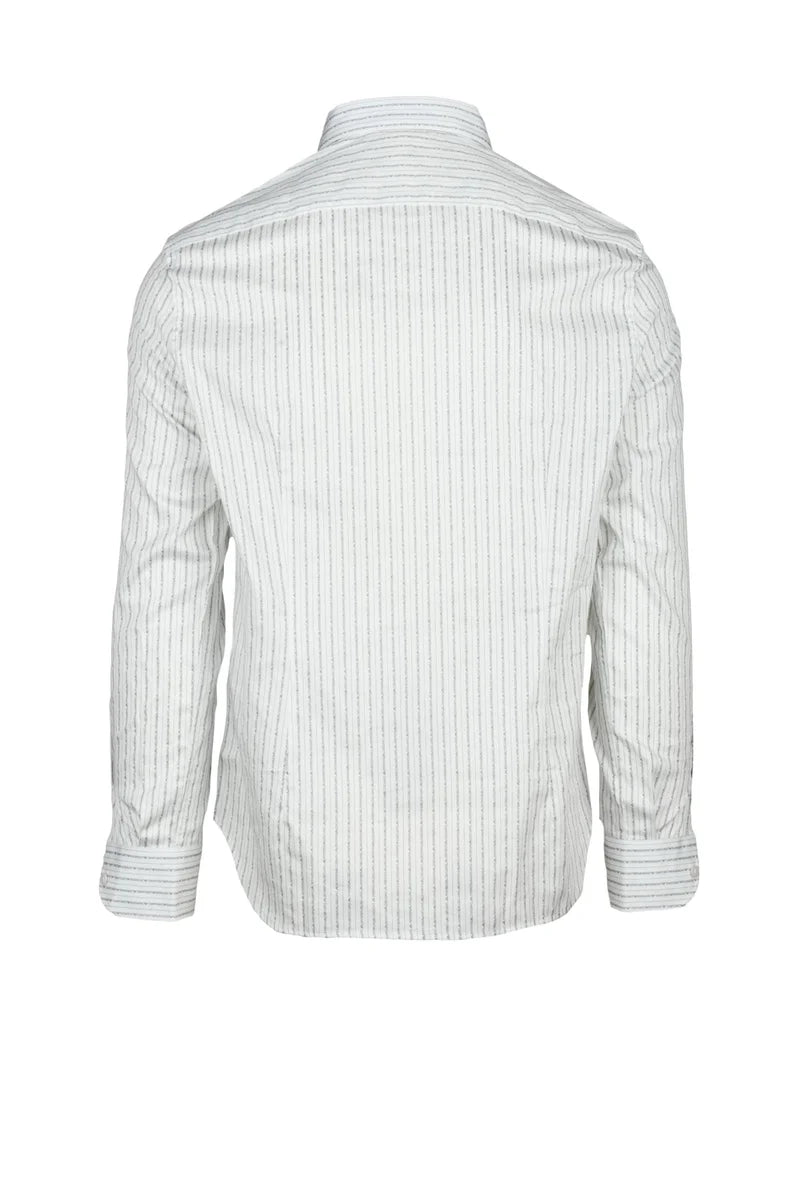 Emporio Armani Regular Fit Cotton and Elastane Shirt - White/Grey