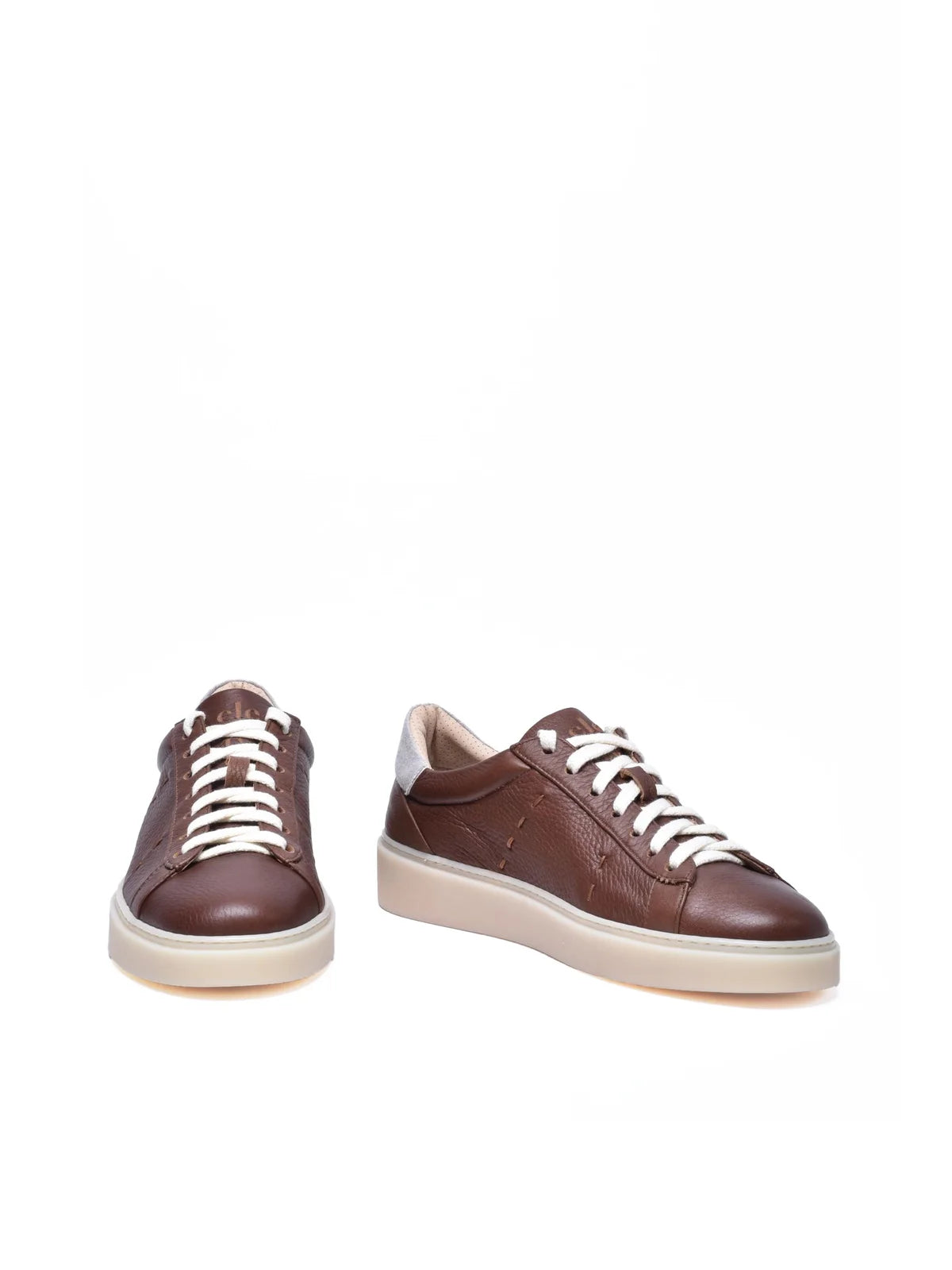 Eleventy Hammered Leather Sneakers - Brown