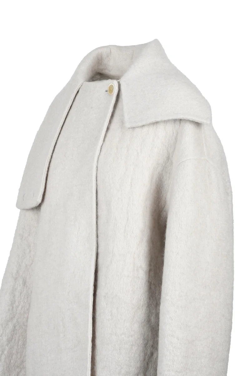 Fabiana Filippi Cappotto Mohair Lana - Grigio Chiaro
