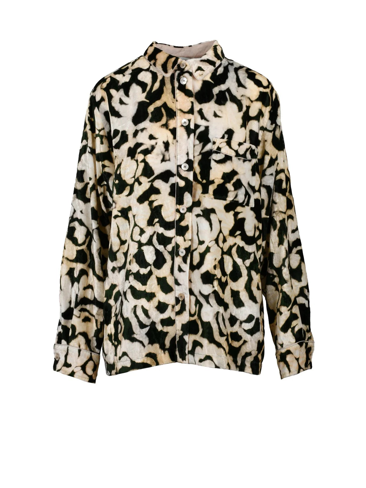 Forte_forte Camicia Velluto Viscosa Poliestere - Beige/Verde