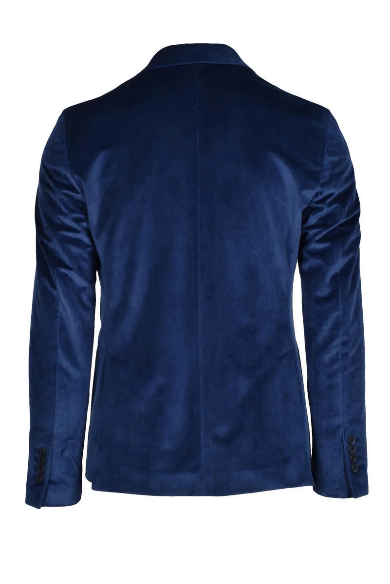Havana & Co Giacca Velluto Doppiopetto - Blu