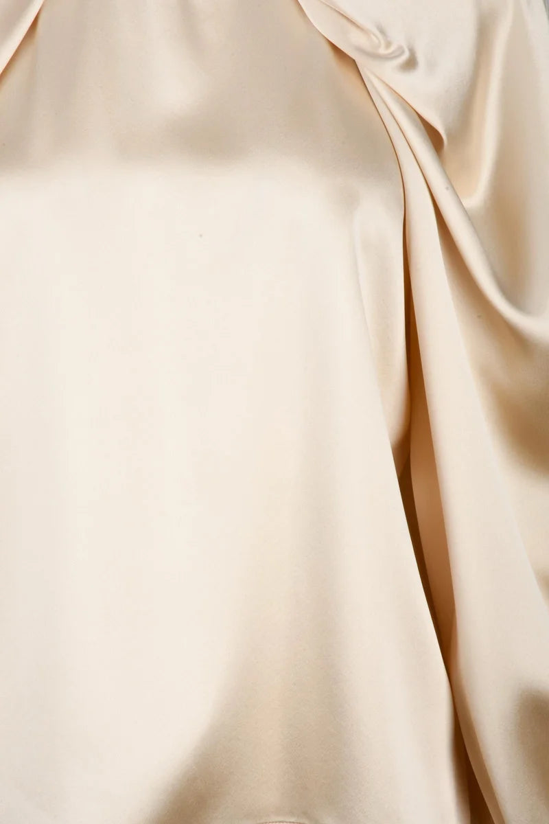 Max Mara Blusa Seta Maniche a Sbuffo - Beige
