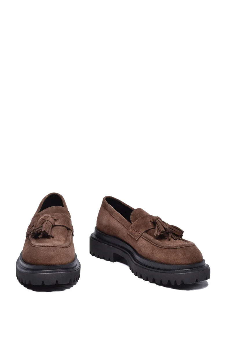 Marella Mocassini Pelle Suede - Marrone