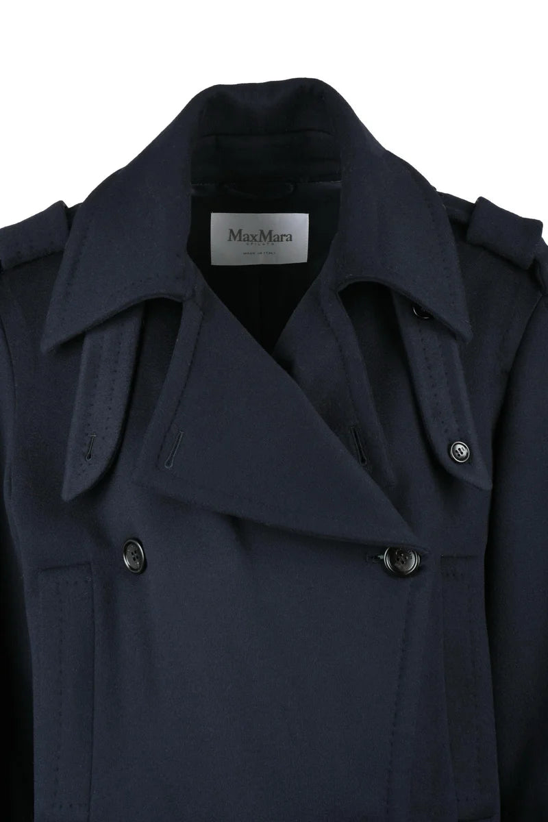 Max Mara Sfilata Cappotto Laveno Doppiopetto - Blu Notte