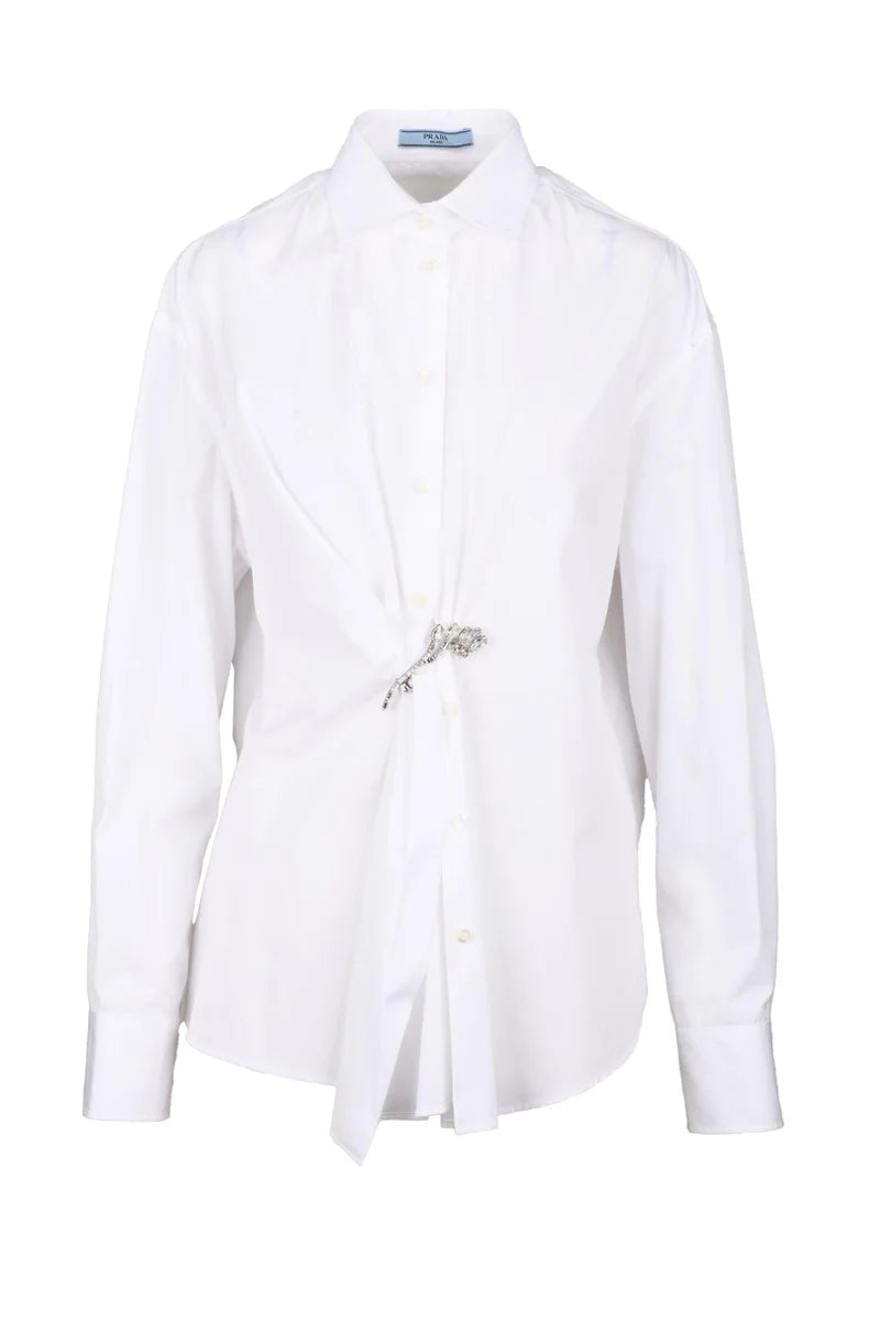 Prada Camicia Over Cotone - Bianco