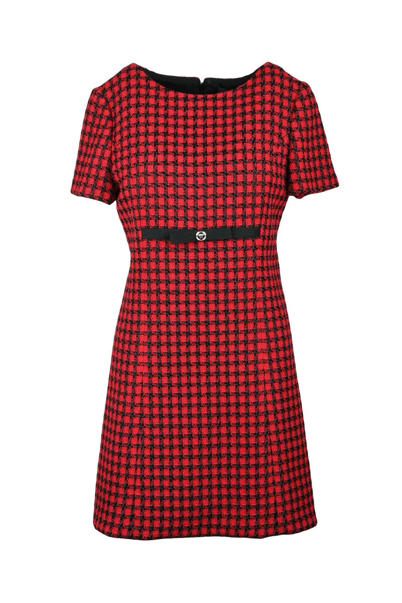 Versace Collection Abito Bouclé - Rosso/Nero