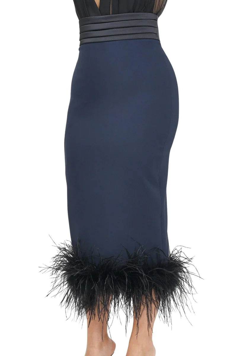 Santas* Gonna Longuette Piume - Nero/Blu