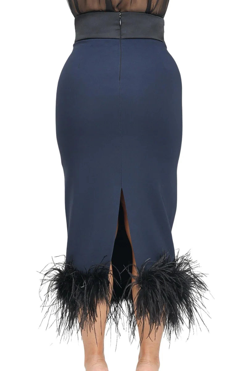 Santas* Gonna Longuette Piume - Nero/Blu