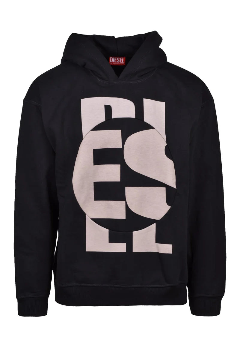 Diesel Felpa Nera/Beige con Cappuccio