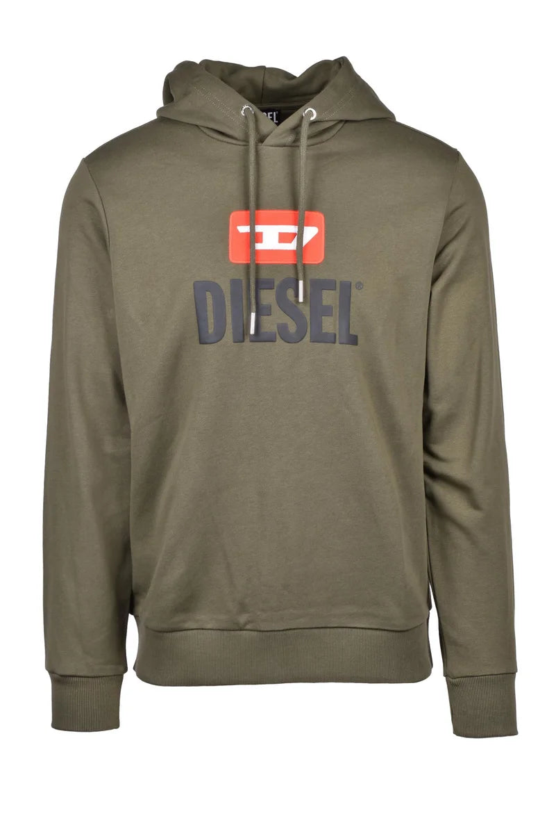 Diesel Felpa con Cappuccio Verde Uomo
