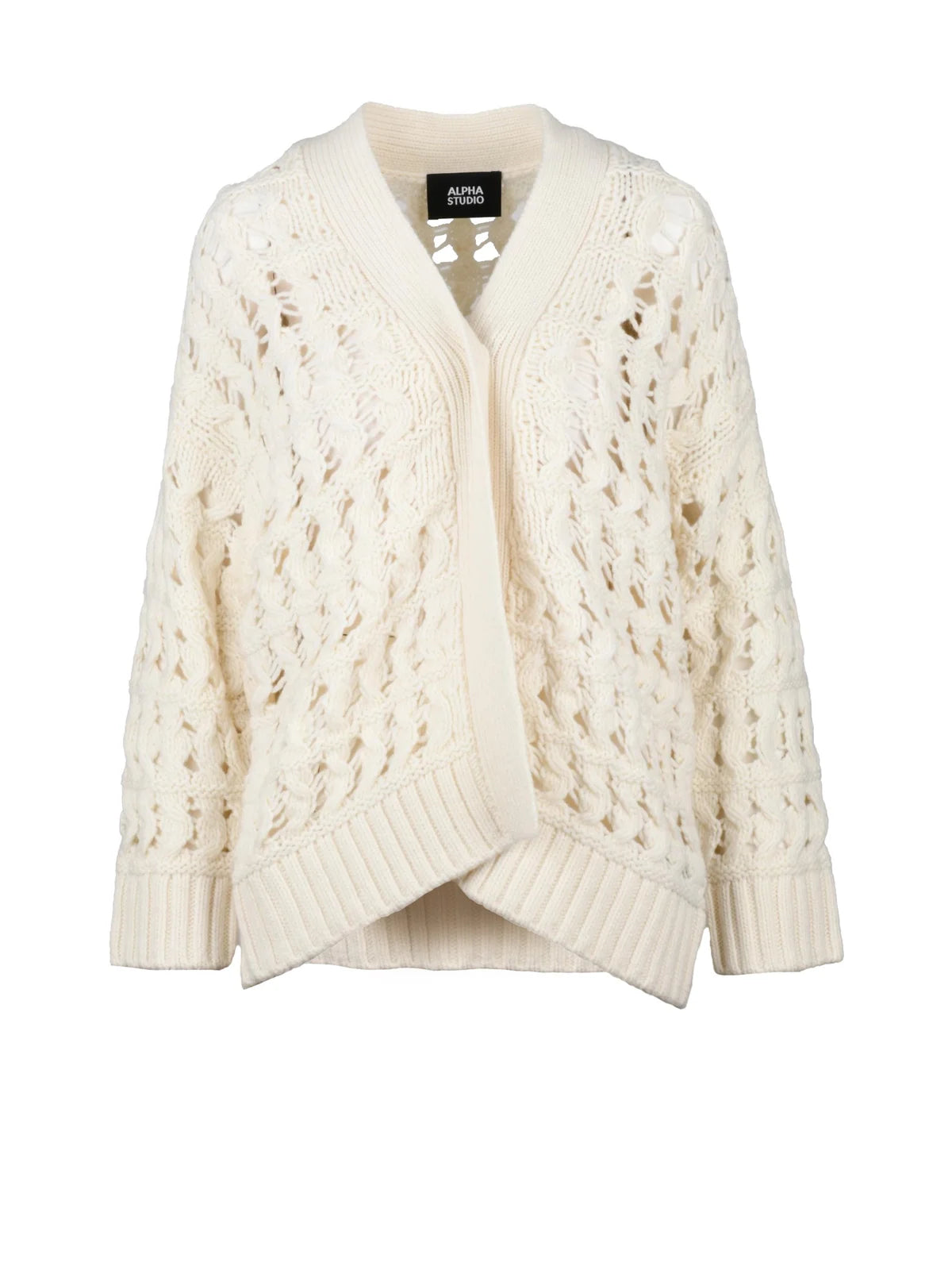Alpha Studio Cardigan Sciallato Lana Cashmere - Bianco