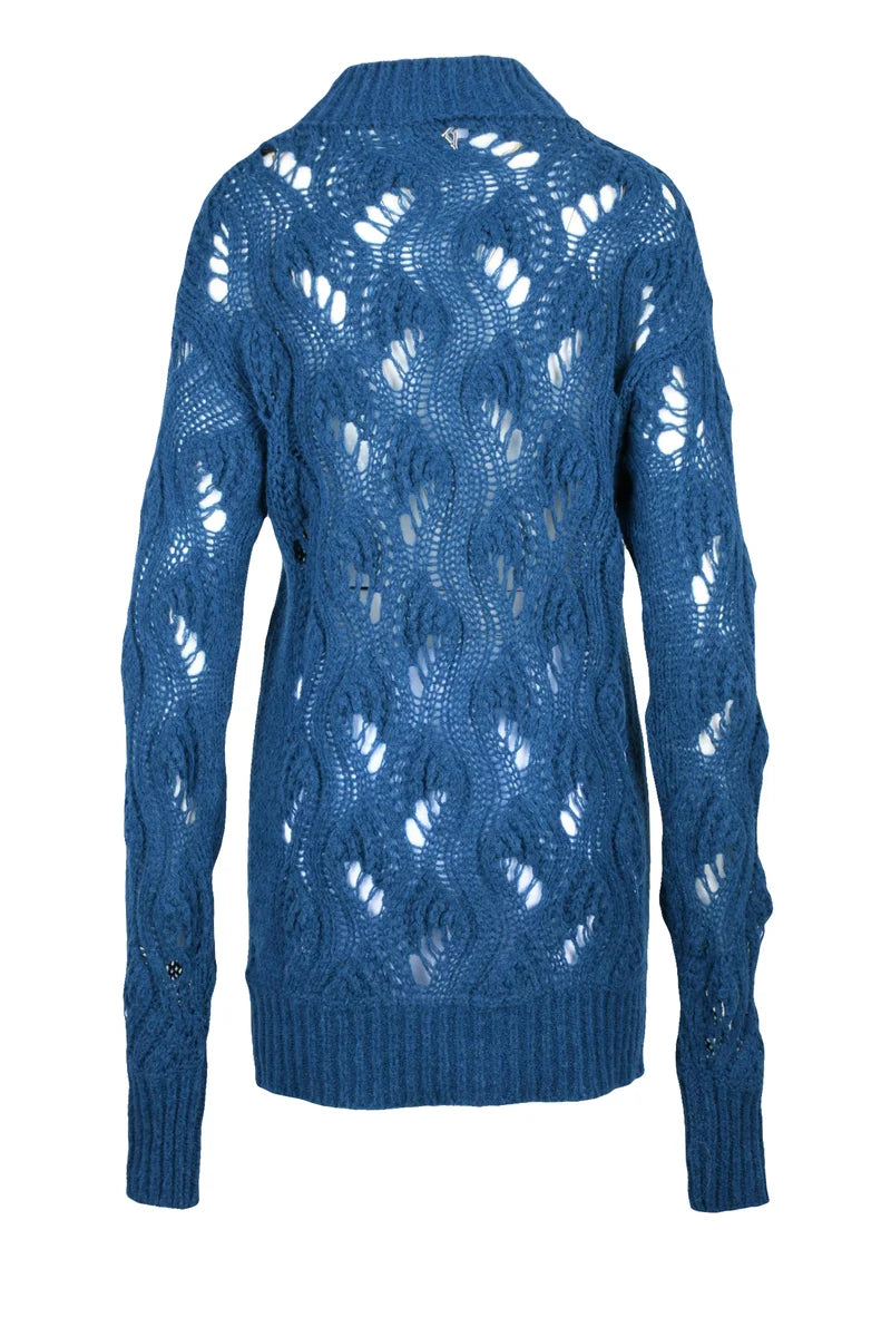 Dondup Maglia Lunga Traforata - Blu