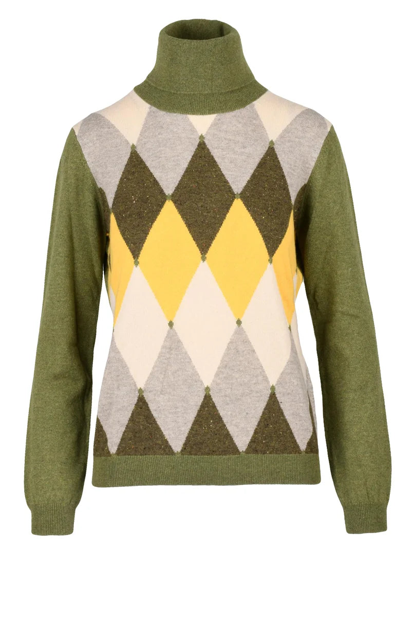 Ballantyne Maglione Dolcevita - Green/Beige