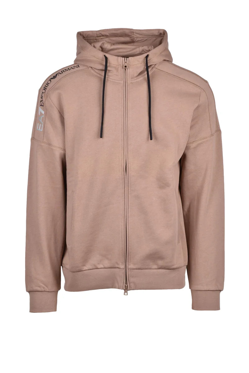 EA7 Emporio Armani Felpa Zip Interno Felpato - Marrone