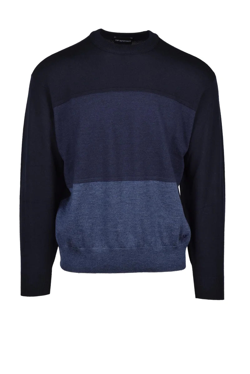 Emporio Armani Crew Neck Wool Sweater - Blue