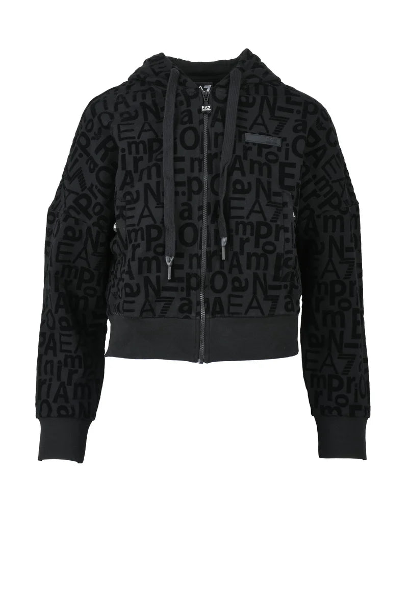 EA7 Emporio Armani Felpa Logo Velluto - Nero