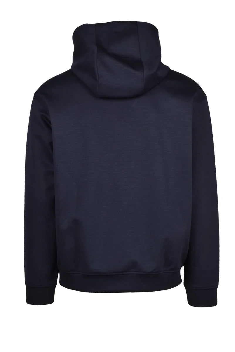 Emporio Armani Hooded Polyester Wool Stretch Sweatshirt - Blue