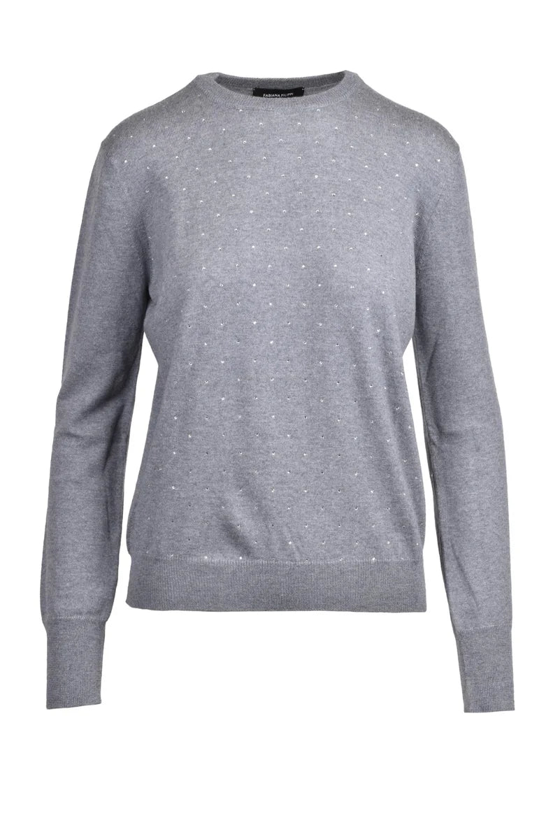 Fabiana Filippi Maglioncino Girocollo Lana Vergine - Grigio
