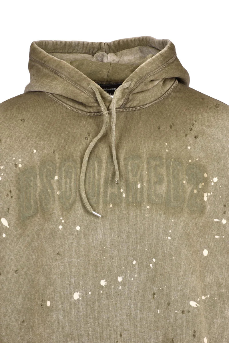 Dsquared2 Felpa Effetto Rovinato - Verde