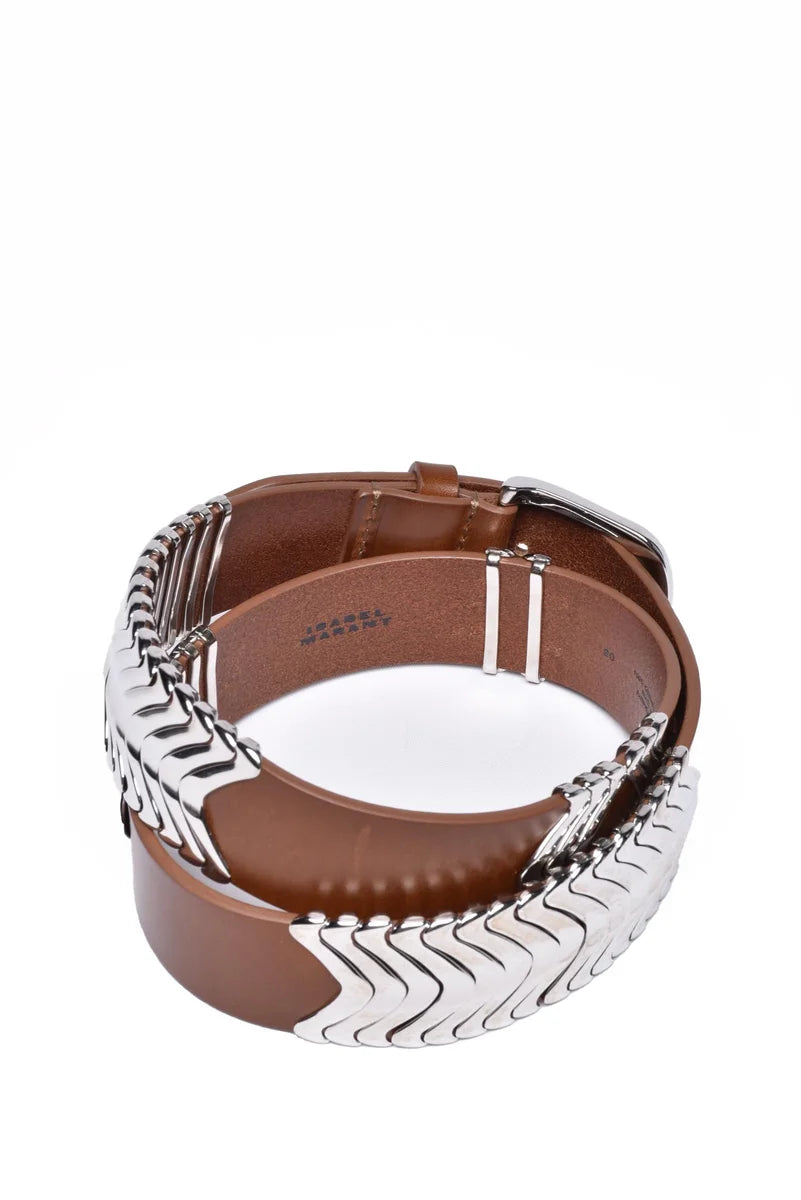 Isabel Marant Leather and Zamac Belt - Brown