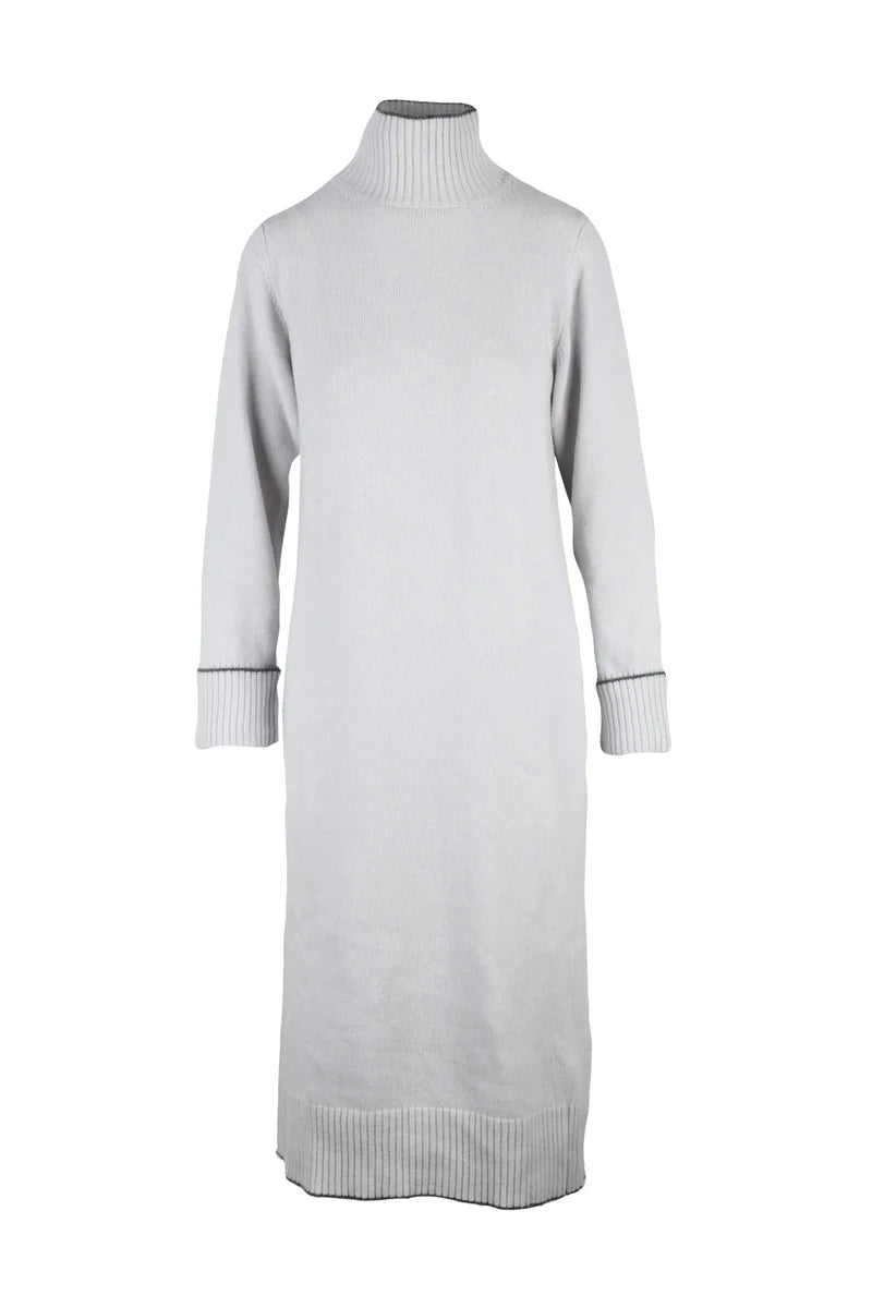 Eleventy Long Knit Dress Wool Cashmere - Light Grey