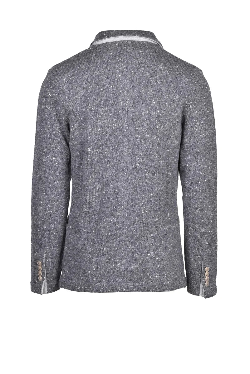 Eleventy Giacca in Maglia Bottoni Gioiello - Grigio