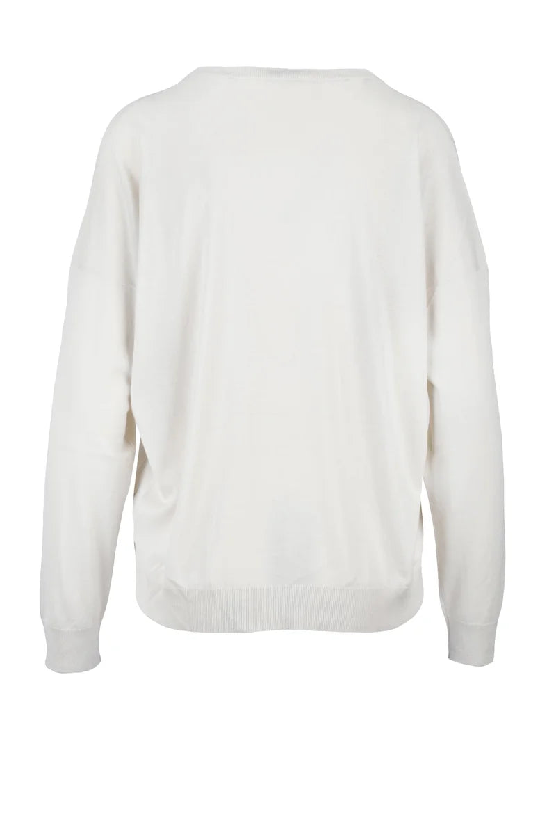 Eleventy Maglia Scollo V Lana - Bianco