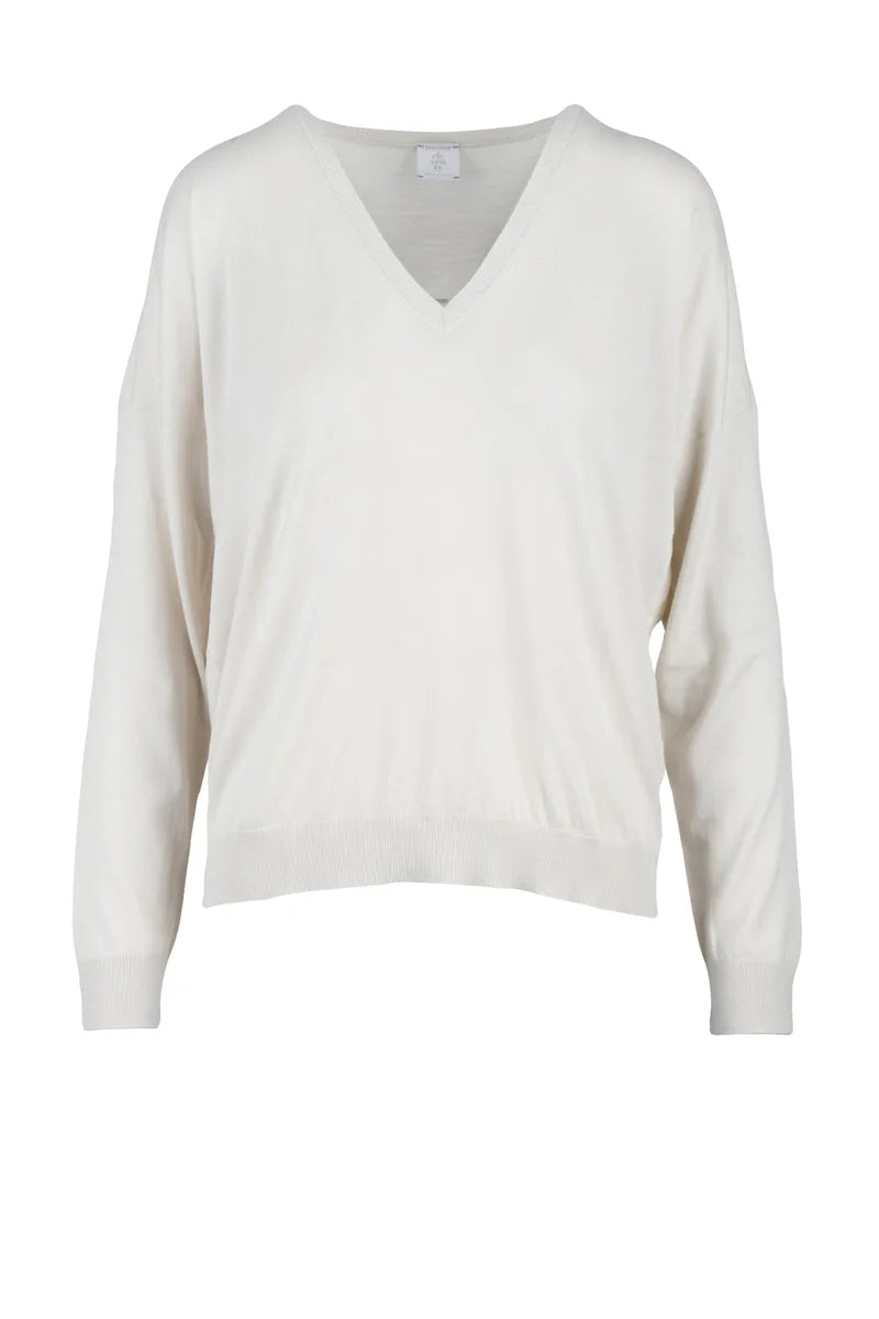 Eleventy Maglia Scollo V Lana - Bianco