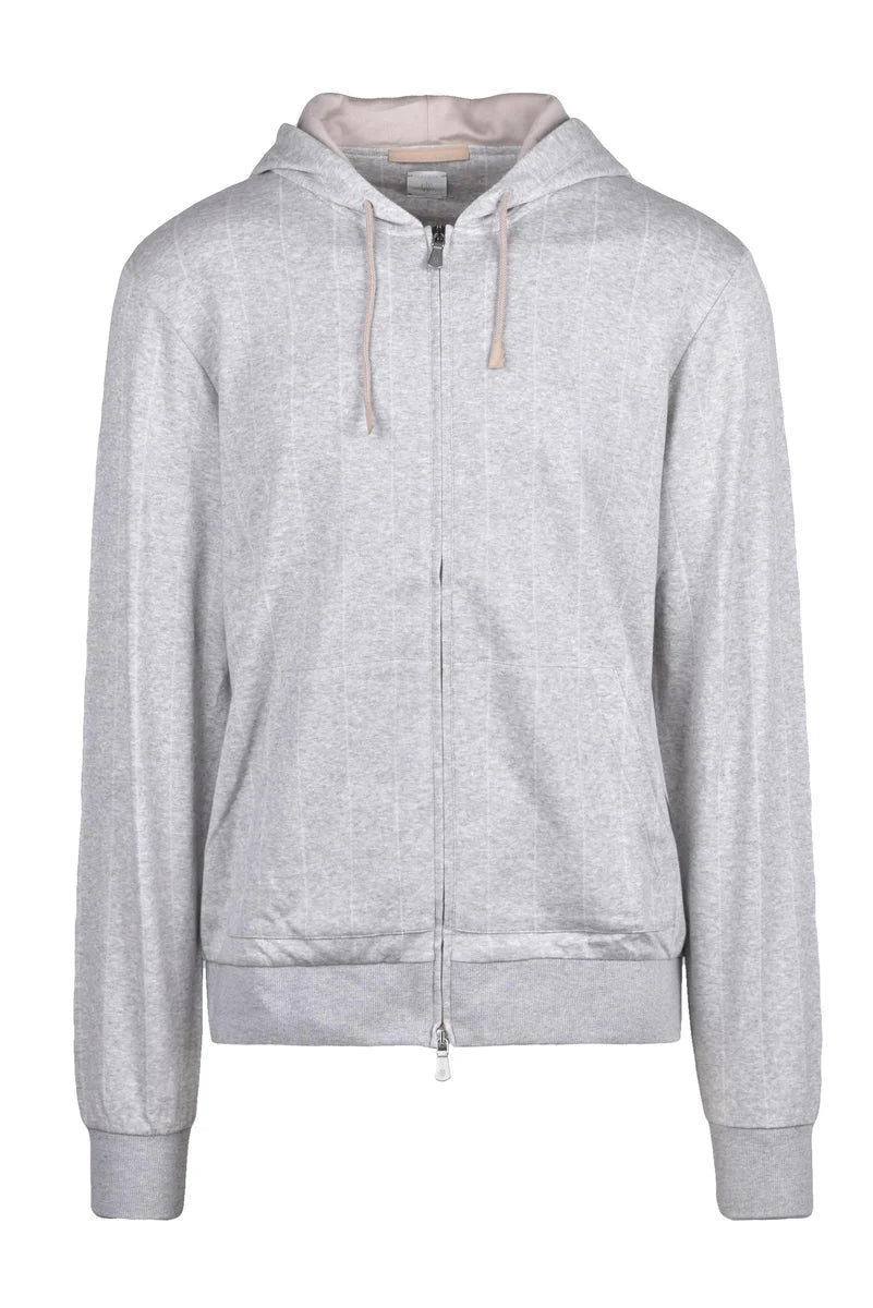 Eleventy Silk Cashmere Zip Sweatshirt - Light Grey
