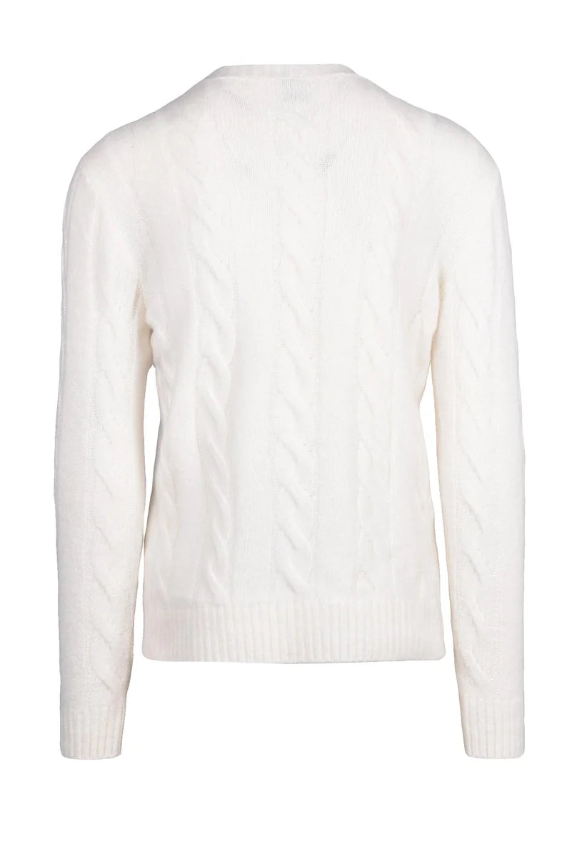 Eleventy Crew Neck Cashmere Silk Sweater - White