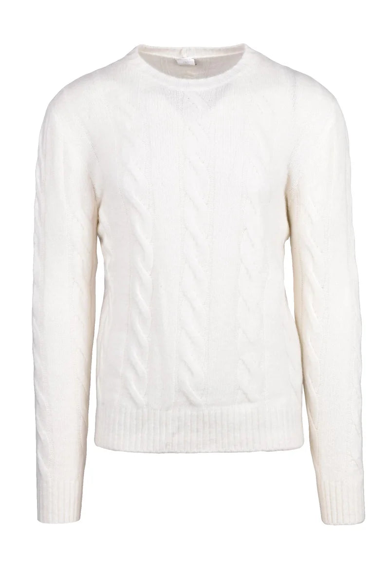 Eleventy Crew Neck Cashmere Silk Sweater - White