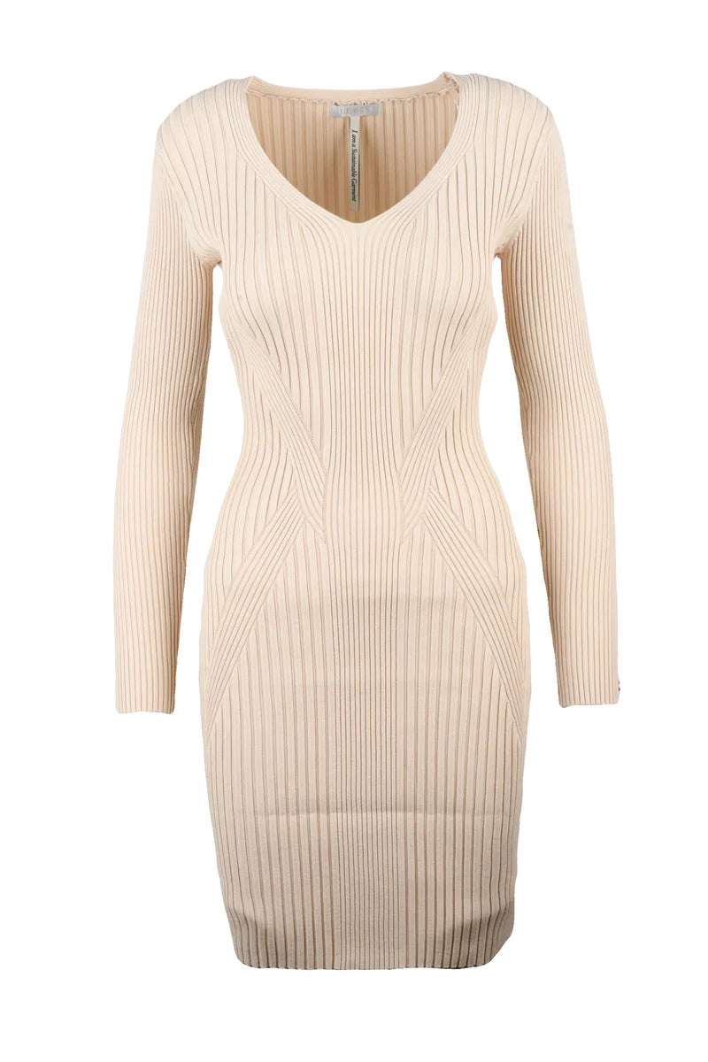 Guess Abito Canettato Aderente - Beige