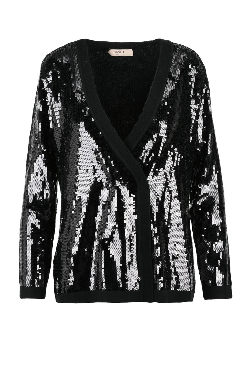 Twinset Cardigan Paillettes - Nero