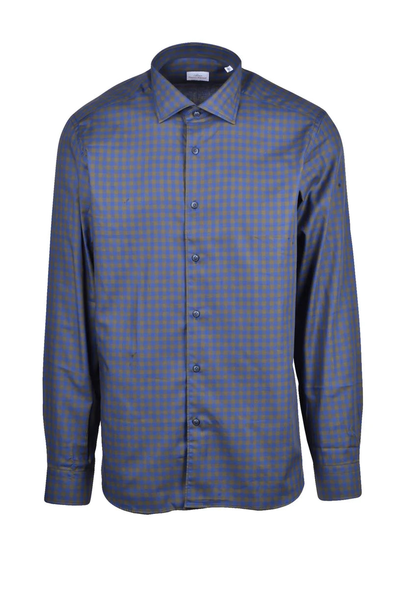 Brio Camicia Cotone - Blu/Verde