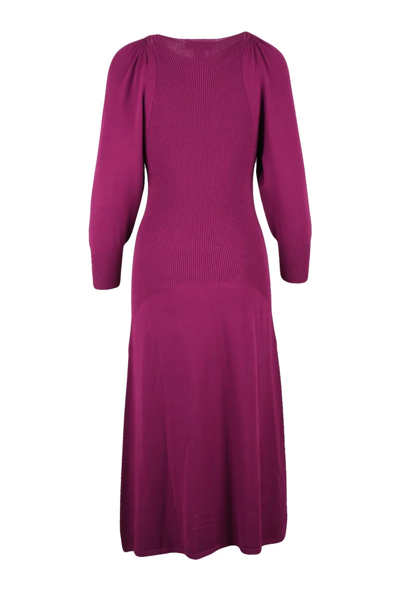 Twinset Abito Lungo Maglia Sbuffo - Fucsia