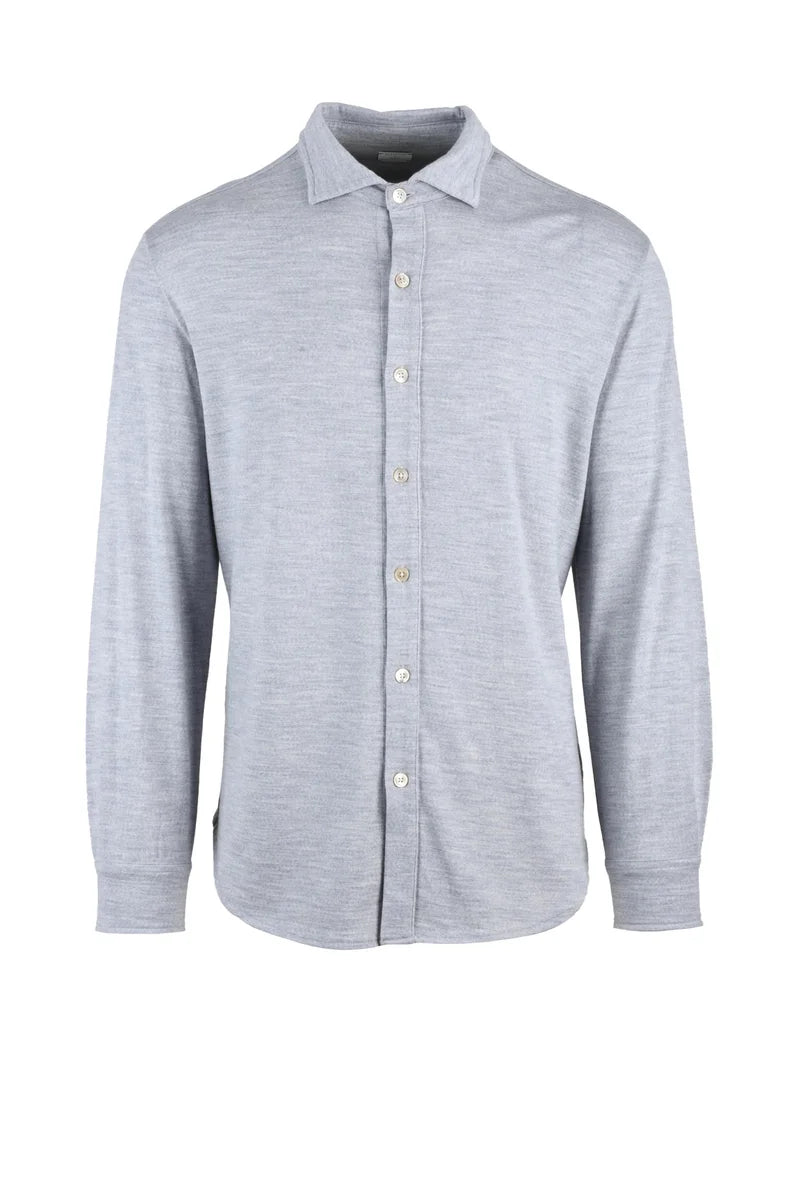 Eleventy Camicia Lana Cashmere - Grigio Chiaro