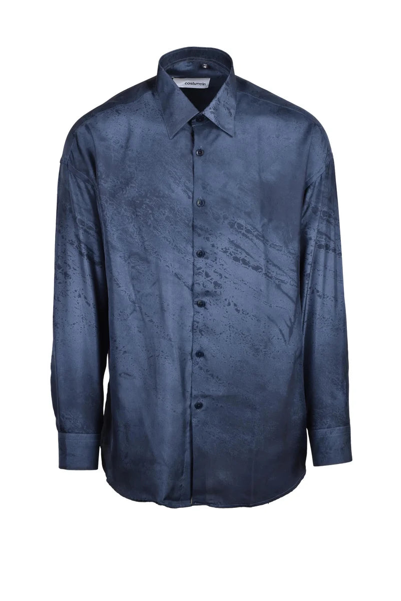 Costumein Camicia Uomo Seta Blu