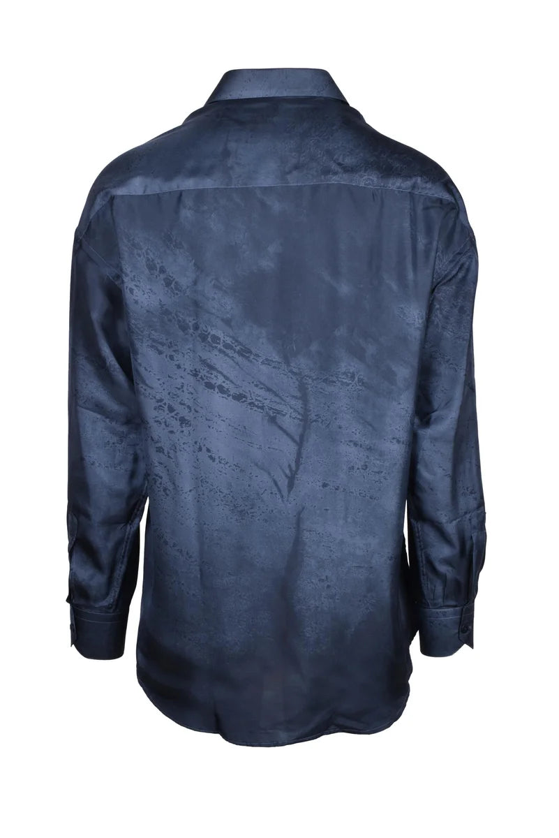 Costumein Camicia Uomo Seta Blu