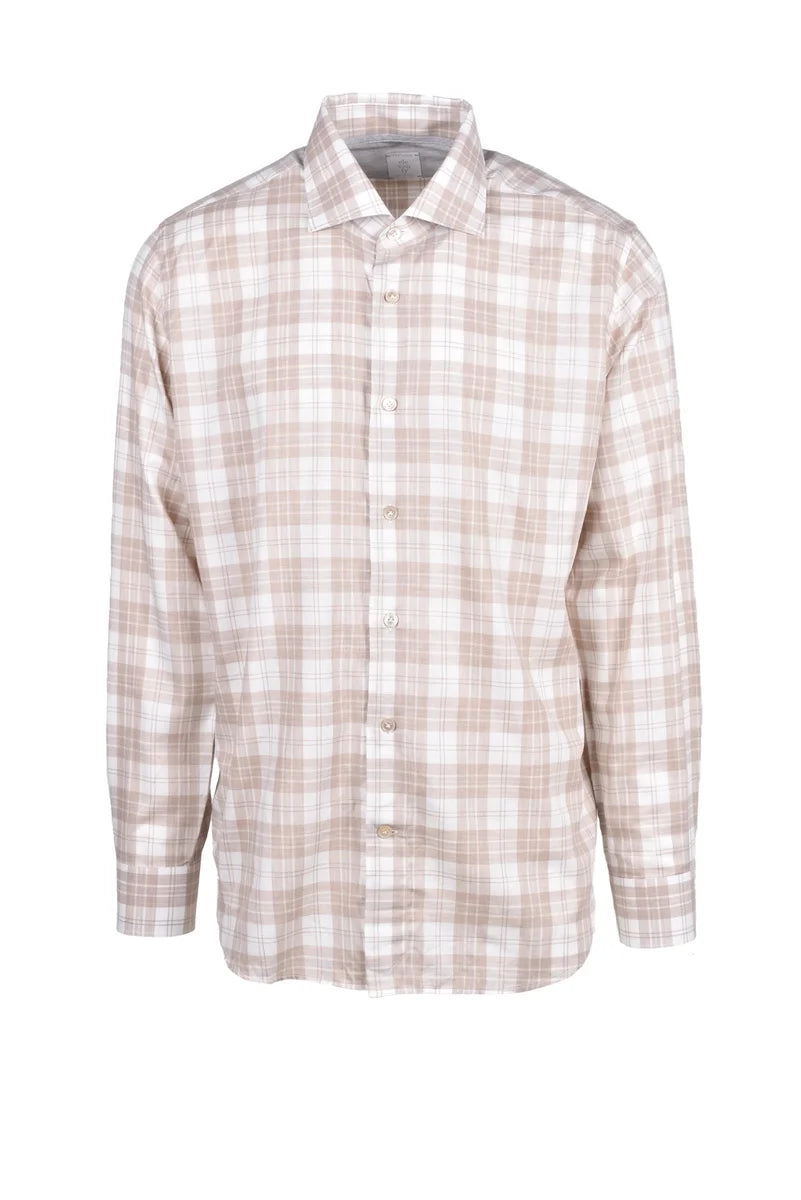 Eleventy Camicia Beige/White Cotone