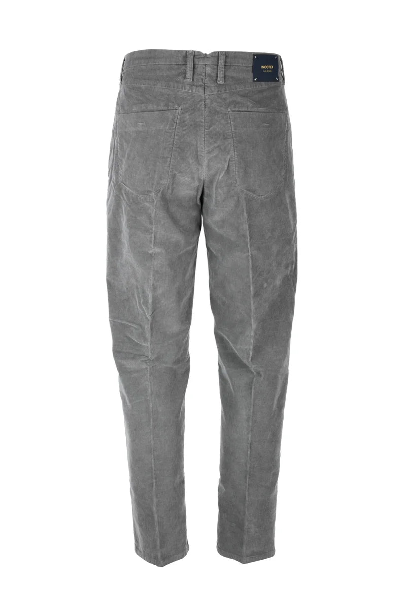 Incotex Pantalone Velluto Stretch - Grigio